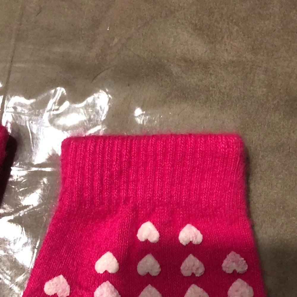 Hot Pink Heart Angora Gloves